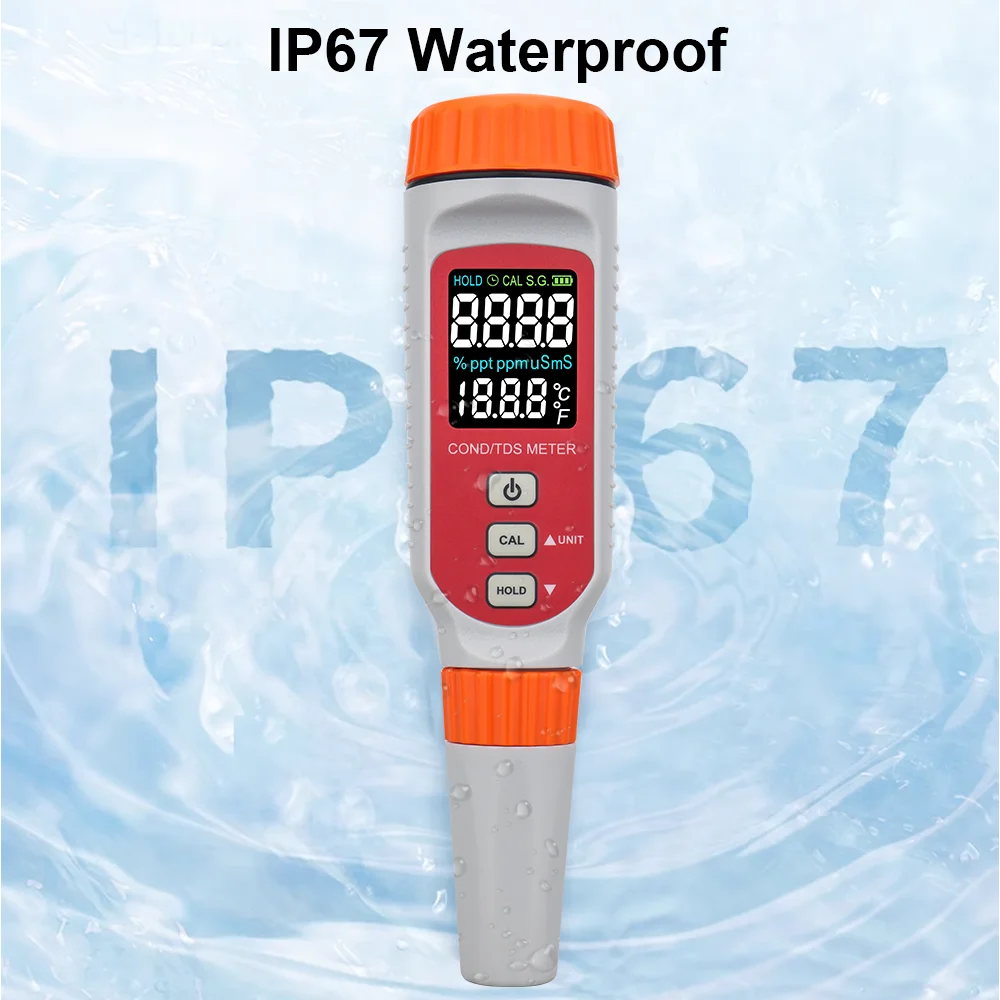 Professional Water Quality Tester Pen Type Conductivity Analyzer TDS/COND Meter Rechargeable Battery Temperature Measurement