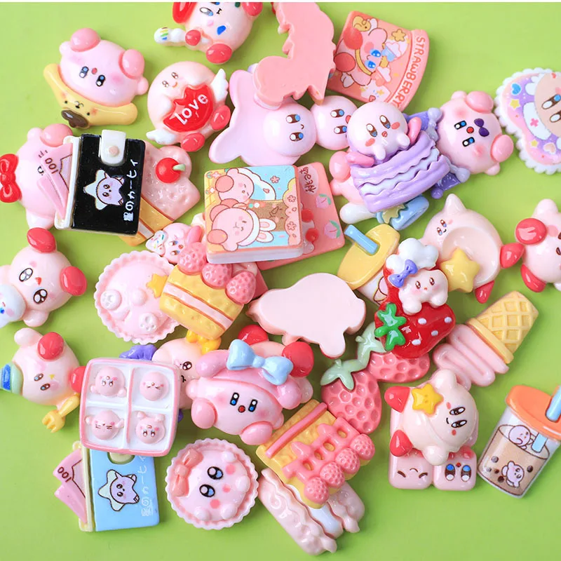 10Pcs Sanrio Accessories Korean Cartoon Kawaii Hellokitty Kuromi Mymelody Resin Diy Decoration Cute Girl Phone Case Headwear