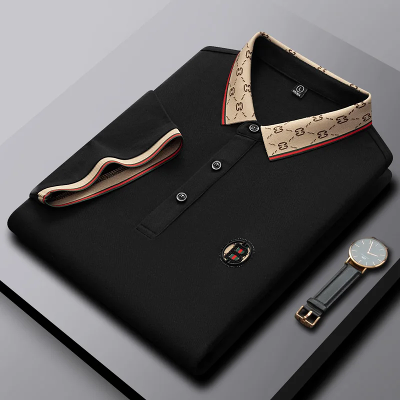 Hochwertiges Marken-Poloshirt mit kurzen Ärmeln, modisches Buchstabenprägungsdesign, Revers-T-Shirt, Sommer-Baumwoll-T-Shirt, atmungsaktiv, lässige Herrenbekleidung – Detail 24