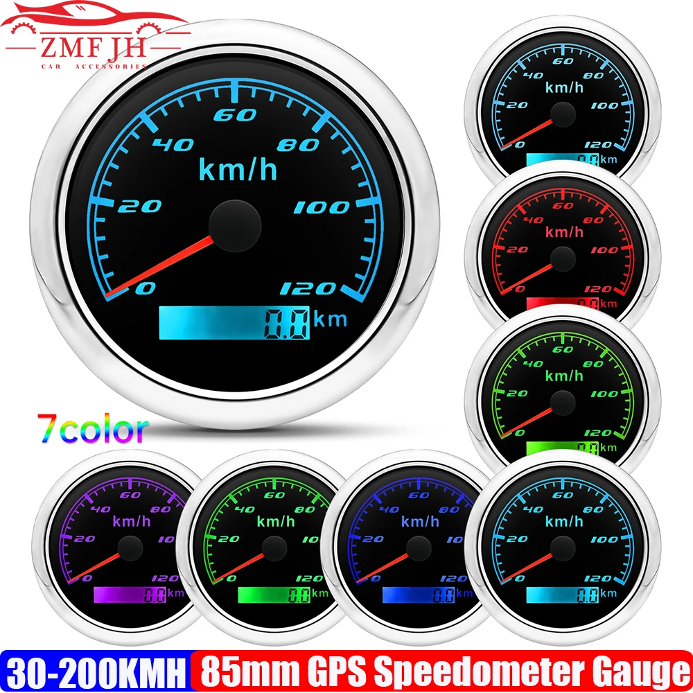 

Автомобильный морской лодка 85 мм GPS-спидометр с GPS-антенной 7 цветов подсветки измеритель скорости 30 км/ч, 60 км/ч, 120 км/ч, 200 км/ч, 300 км/ч