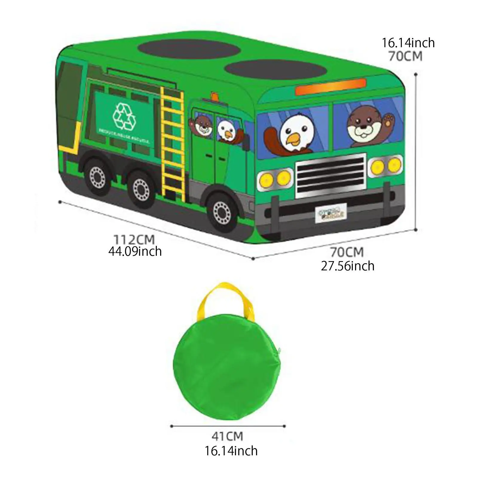 Garbage Truck Play Tent Toy Fun for Indoor Outdoor Use Boys Girls Ages 3+