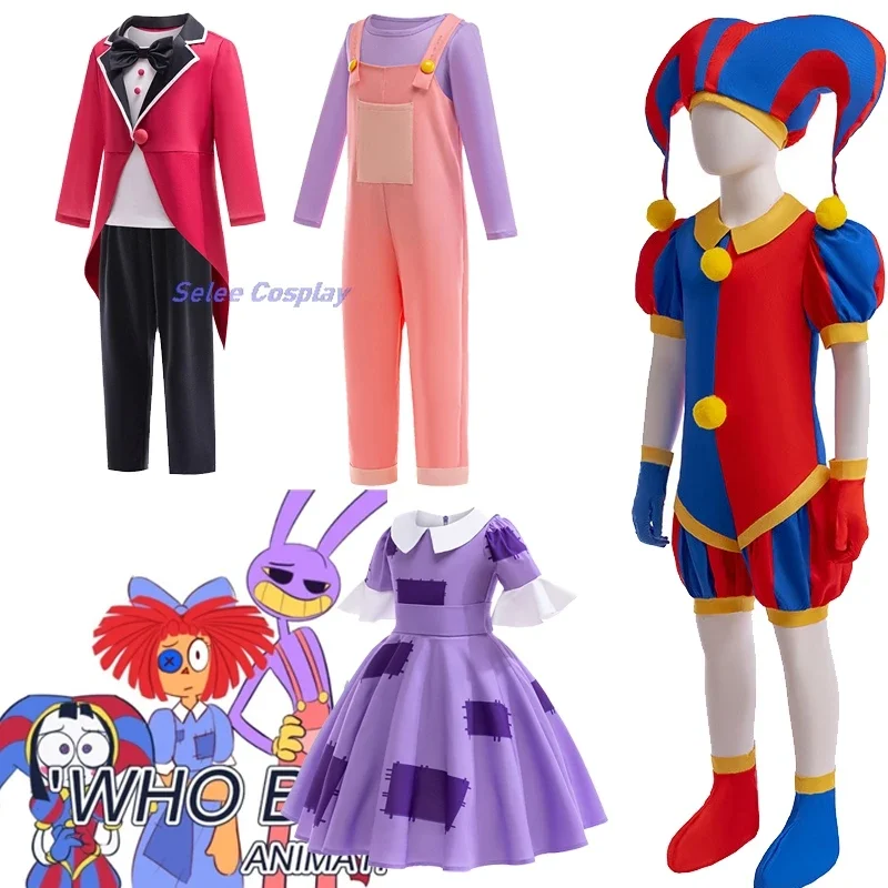 Anime Cartoon Pumps Raghata Jax Caine Cosplay Costume Amazing Digital Circus Cosplay Costume Kids Jumpsuit Halloween Suit