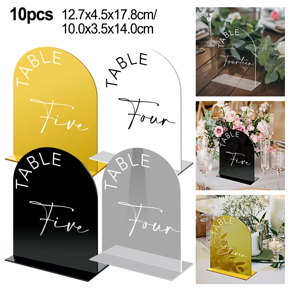 Acrylic Table Number Set Acrylic Table Numbers Clean Lines Minimalistic Design Mirrored Arch Design Table Centerpieces