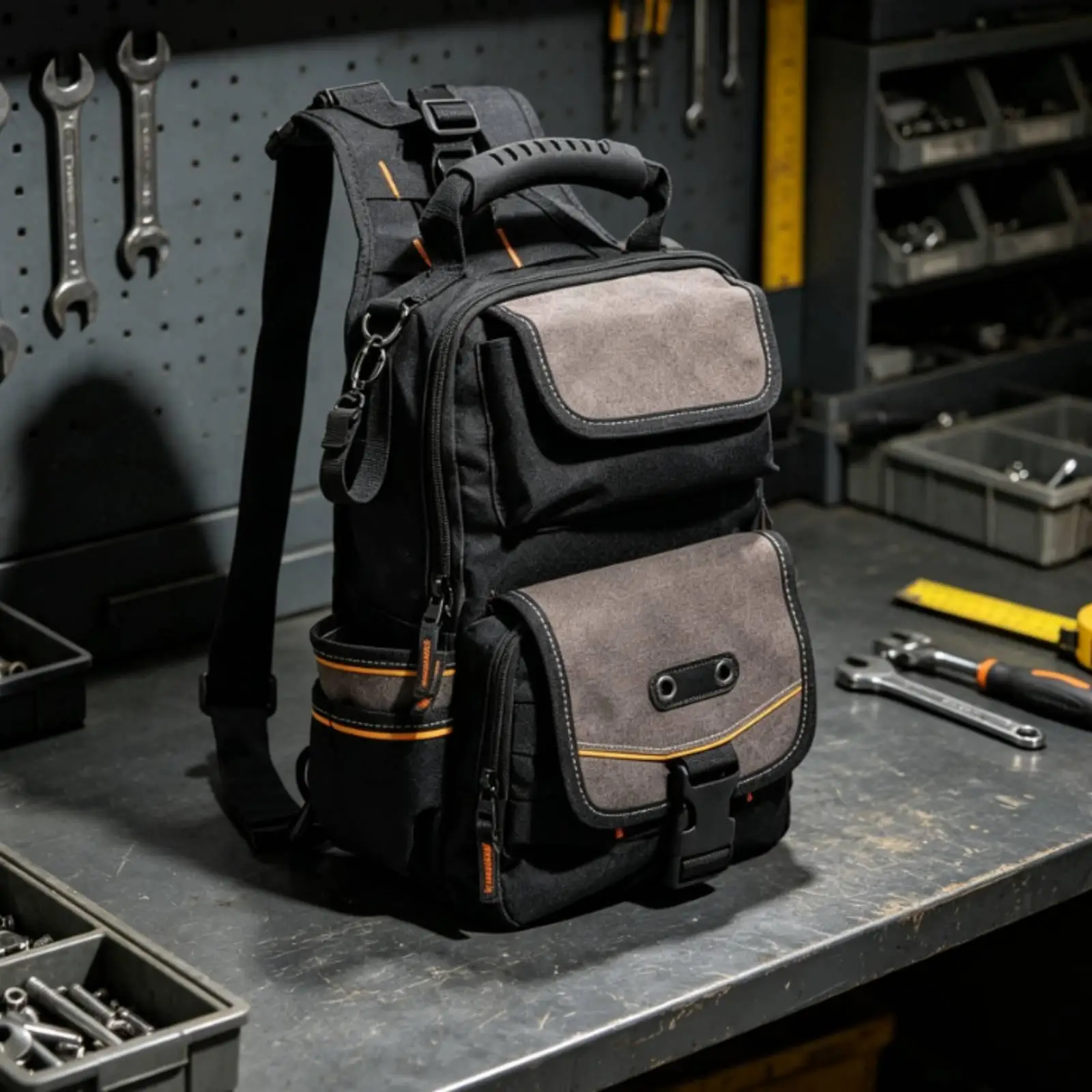 Multi-Pocket Tool Bag Compact Tool Bag with Shoulder Strap for Work Site, DIYers