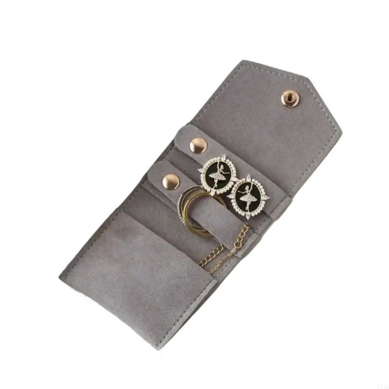  Practical Leather Jewelry Organizers Compact PU Leather Jewelry Organizers Storage Pouches for Rings and Necklaces