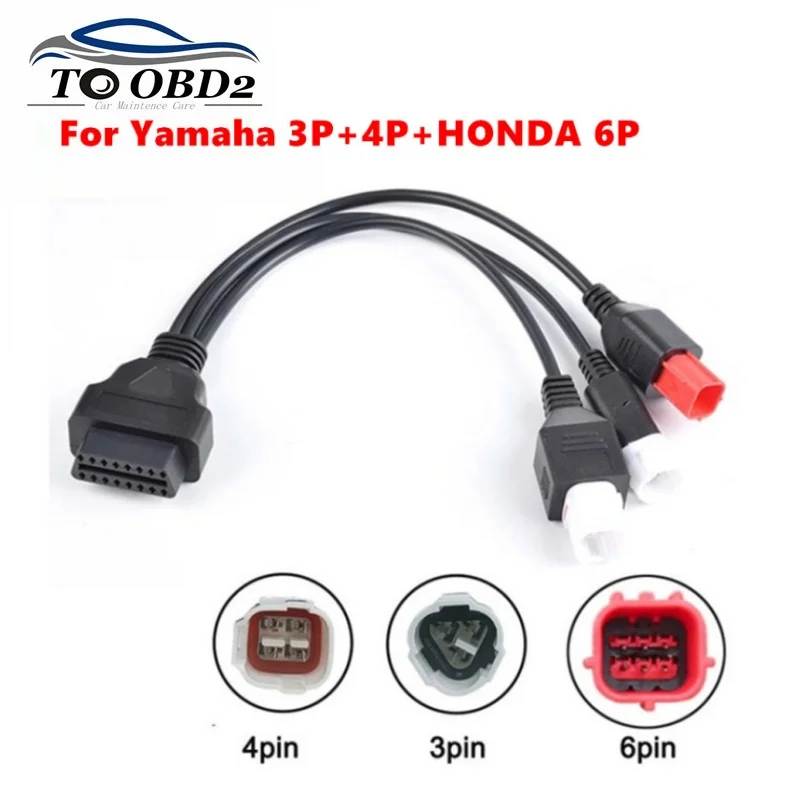 3 IN 1 Motorcycle Diagnostic Connector Cable For Yamaha 3pin 4pin for honda 6pin OBD2 Cable Adapter OBD 2 Motor Extension cable