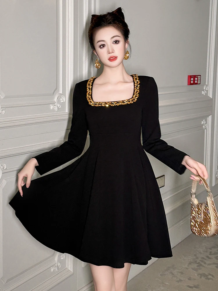 

Elegant Banquet Evening Dress Women 2025 Sweet Cute Black Long Sleeve Ball Gown Femme Birthday Party Prom Vestidos Club Clothes