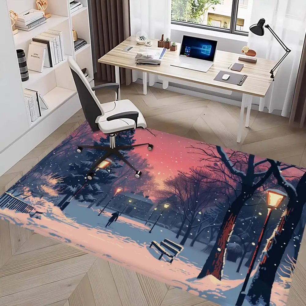 

Winter Scenery Snow And Snow Floor Carpet Anti-slip Absorb Water Long Strip Cushion Bedroon Mat Welcome Rug