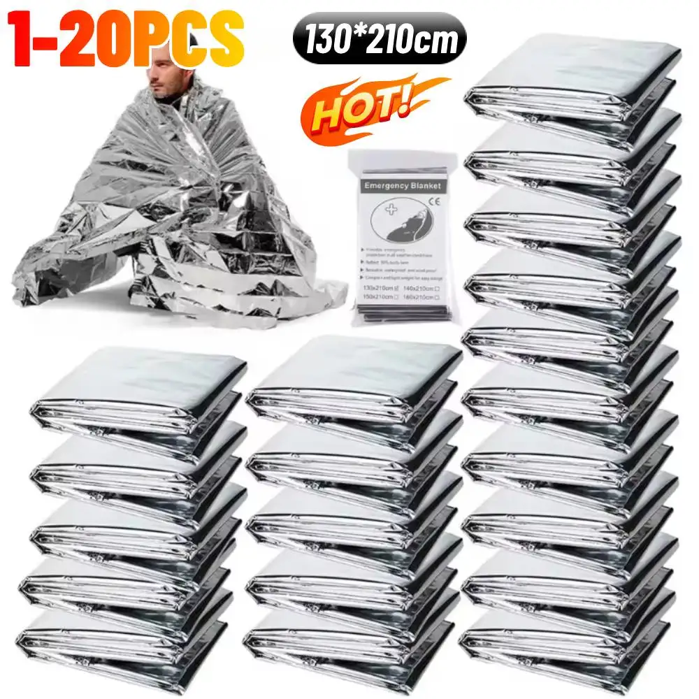 1-20 قطعة بطانية طوارئ في الهواء الطلق التنزه التخييم بقاء الإسعافات الأولية يندبروف العزل المنقذة للحياة احباط بطانية الإنقاذ الحراري #2
