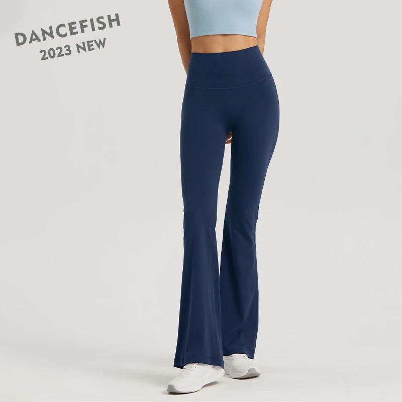 

DANCEFISH 2023 Women Tight Pants High Waist Tummy Control Low Intensity Daily Wear Walk Joggings Pilates Yoga Flared Trousers