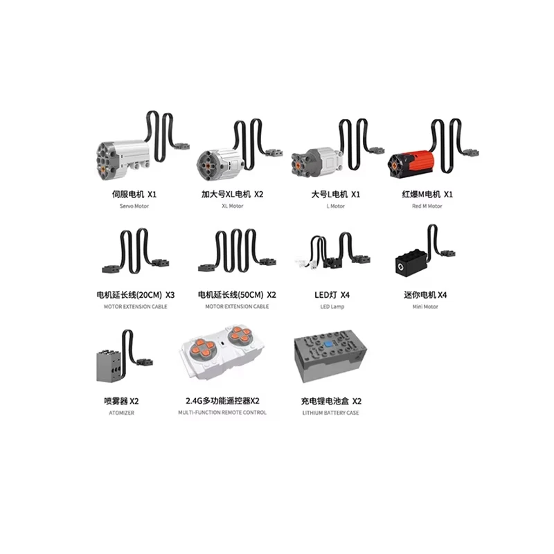 Mould King Technical Power Functions Upgrate Motor MOC Servo L M Motor LED Light Kit LEGO 20086 20001 Block Receiver Control Set