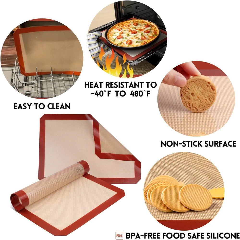 1PC Non-Stick Silicone Baking Mat Non Stick Silicon Liner for Bake Pans & Rolling - Macaron/Pastry/Cookie/Bun/Bread Making