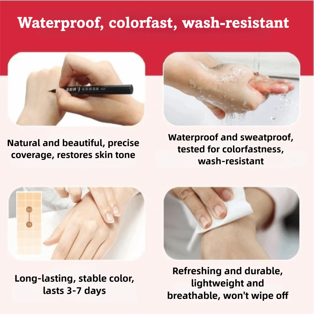 Waterproof Vitiligo Covering Pen Professional Grade Concealer Discolored Skin Makeup Leukoderma Concealer Birthmarks Coverage