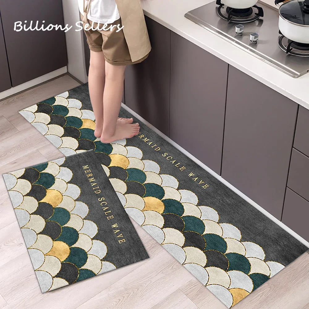 Creative Kitchen Floor Mat Tableware Pattern Entrance Doormat Bathroom Door Mat Floormat Parlor Anti-slip Antifouling Long Rugs