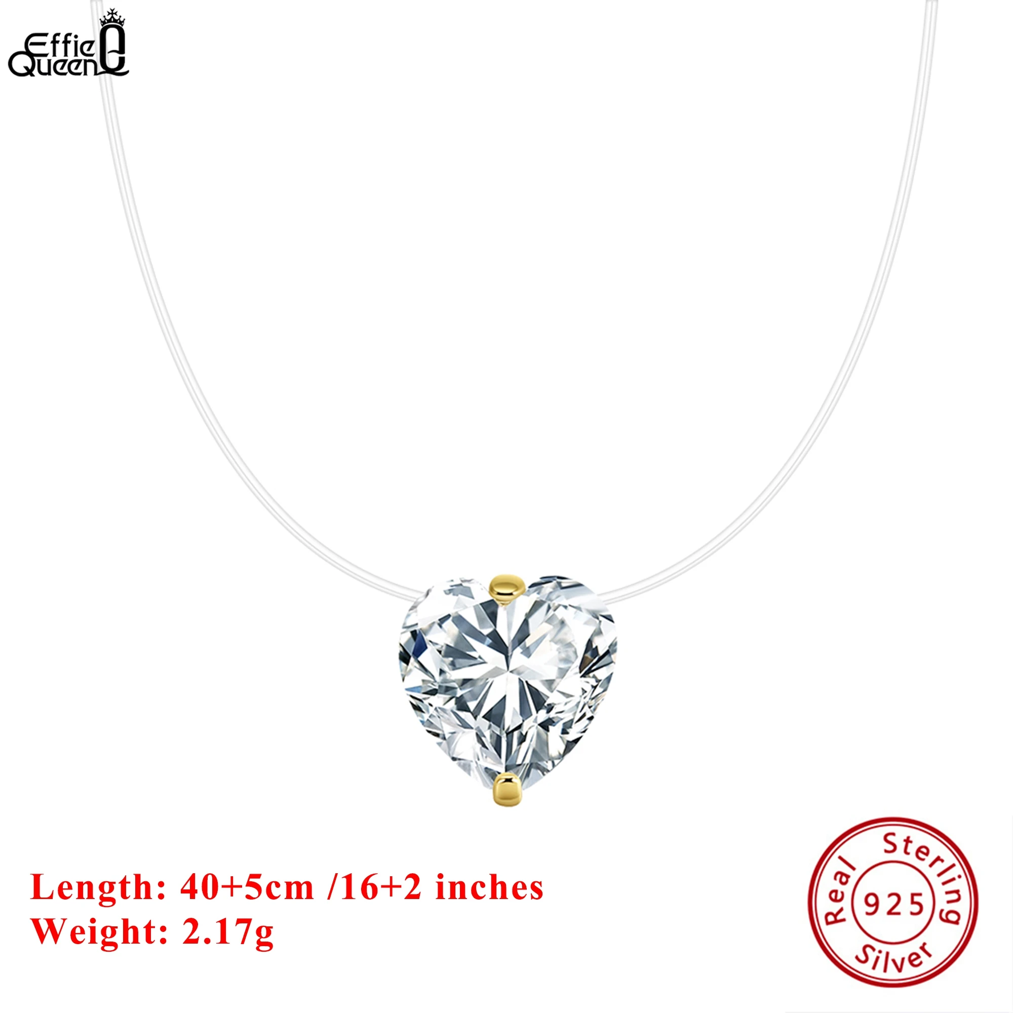 

EFFIE QUEEN 925 Sterling Silver Pendant Necklace with Brilliant Heart-Cut Zirconia, Timeless Jewelry for Women Casual Wear LZN31