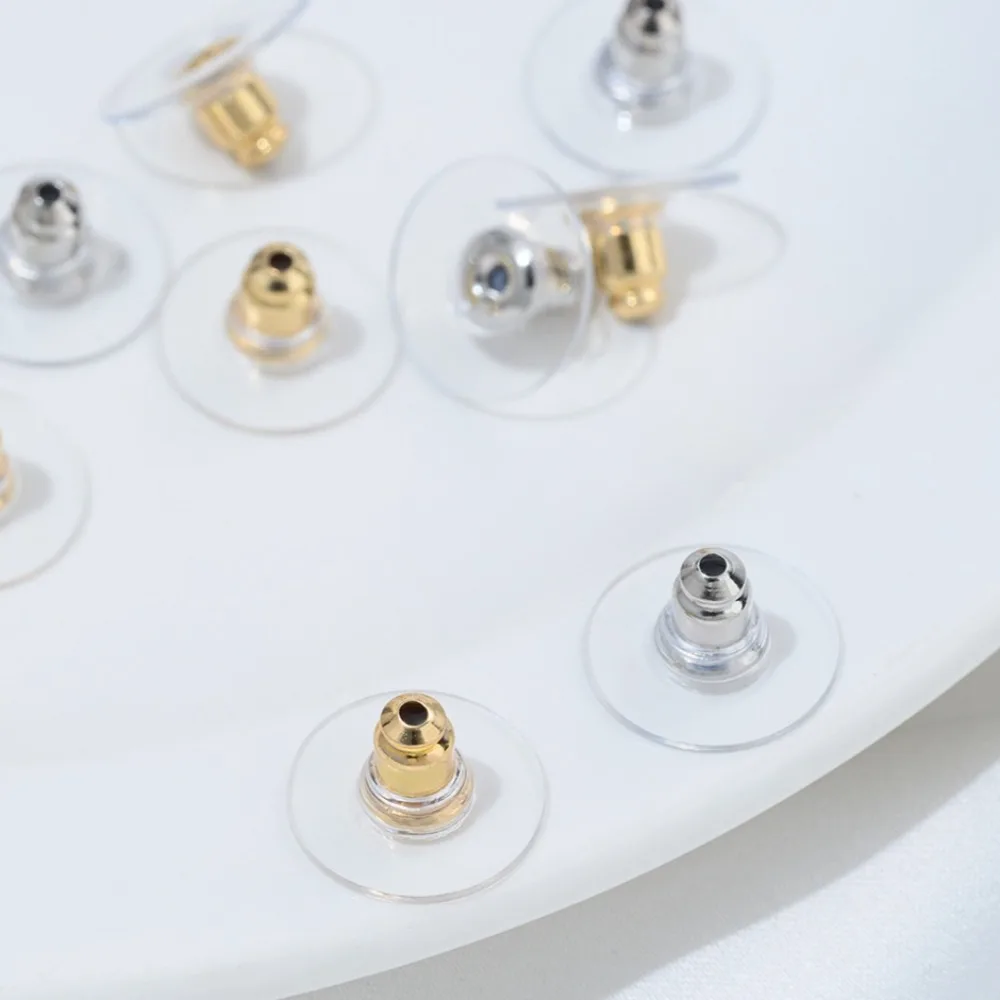 

Copper Beads 14K Gold Color Frisbee Earplugs Anti-slip Plastic Ear Plugs Anti-drop Support Large Earplugs DIY Ear Accessories