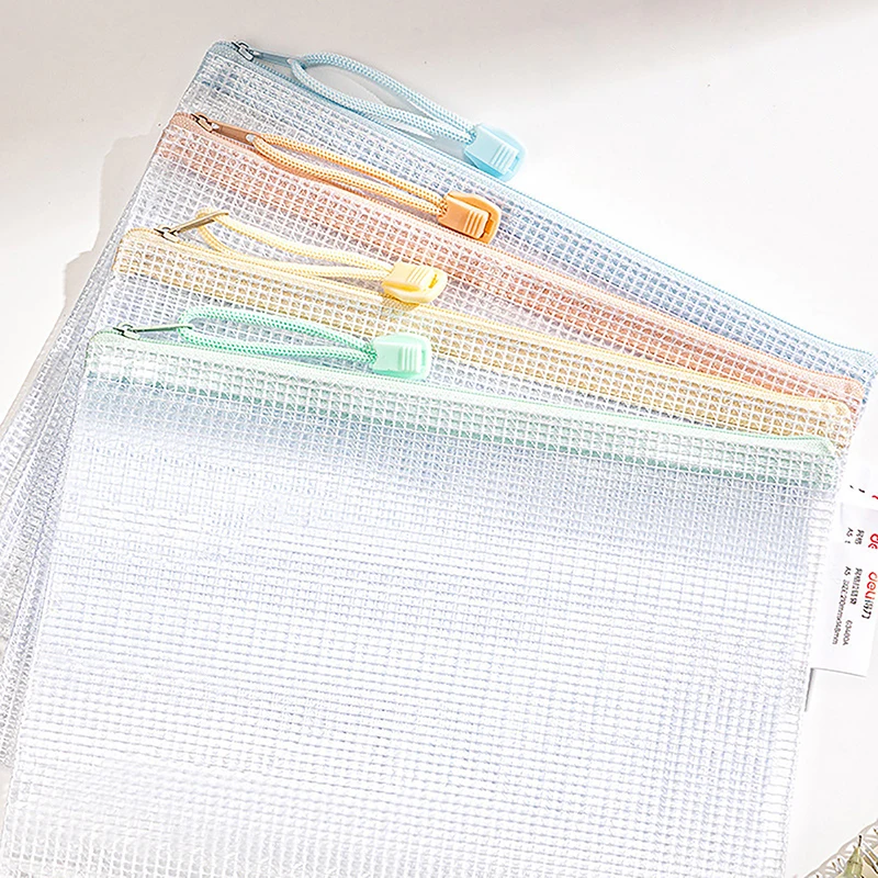 

20PCS Mesh Bags A5 Plastic Zipper Bags For Organizing Zipper Mesh Bags Waterproof Clear Travel Bags Office Supplies Document