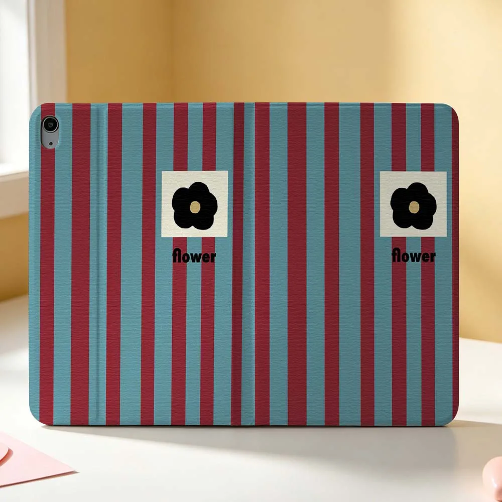 Flower Red Blue Pen Tray For Apple iPad Pro Mini A16 A17 A14 4 5 6 7 6th 12th Gen 9.7 12.9 11 13 M4 inch Tablet Case