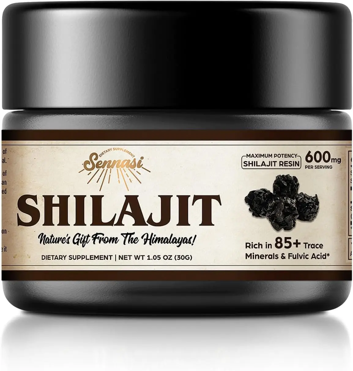 Shilajit Pure Himalayan Organic Shilajit Resin, 85+ Trace Minerals, Fulvic & Humic Acid | for Energy, Focus & Recovery Support