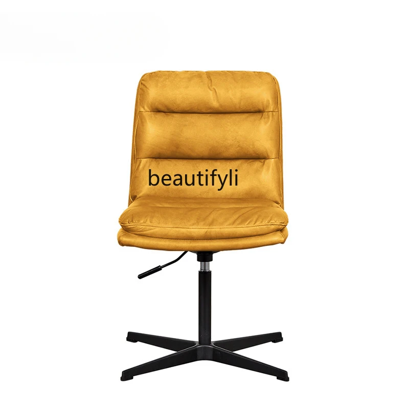 Leather Office Chair Computer Desk Chair Comfortable Long-Sitting Swivel Chair Retro Boss Lifting Armchair