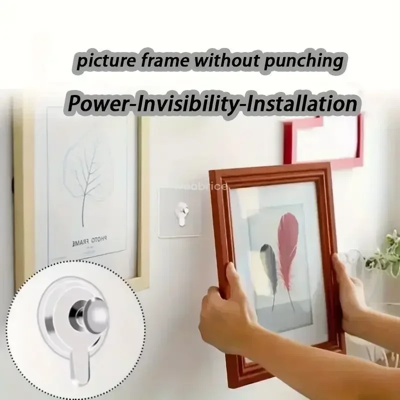 50/10pcs Self-adhesive Wall Hooks for Photo Frame Clock Strong Adhesive Transparent Nails Wall Hook Hangers Hanging Nail Holders image 3