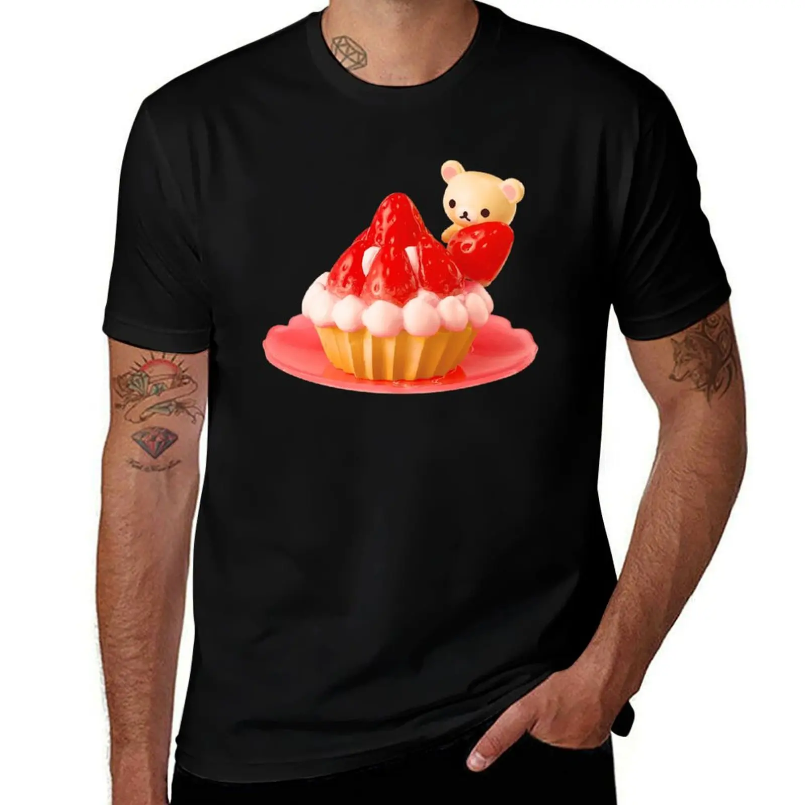 

strawberry tart korilakkuma T-Shirt Regular Fit Plain Tee Shirt