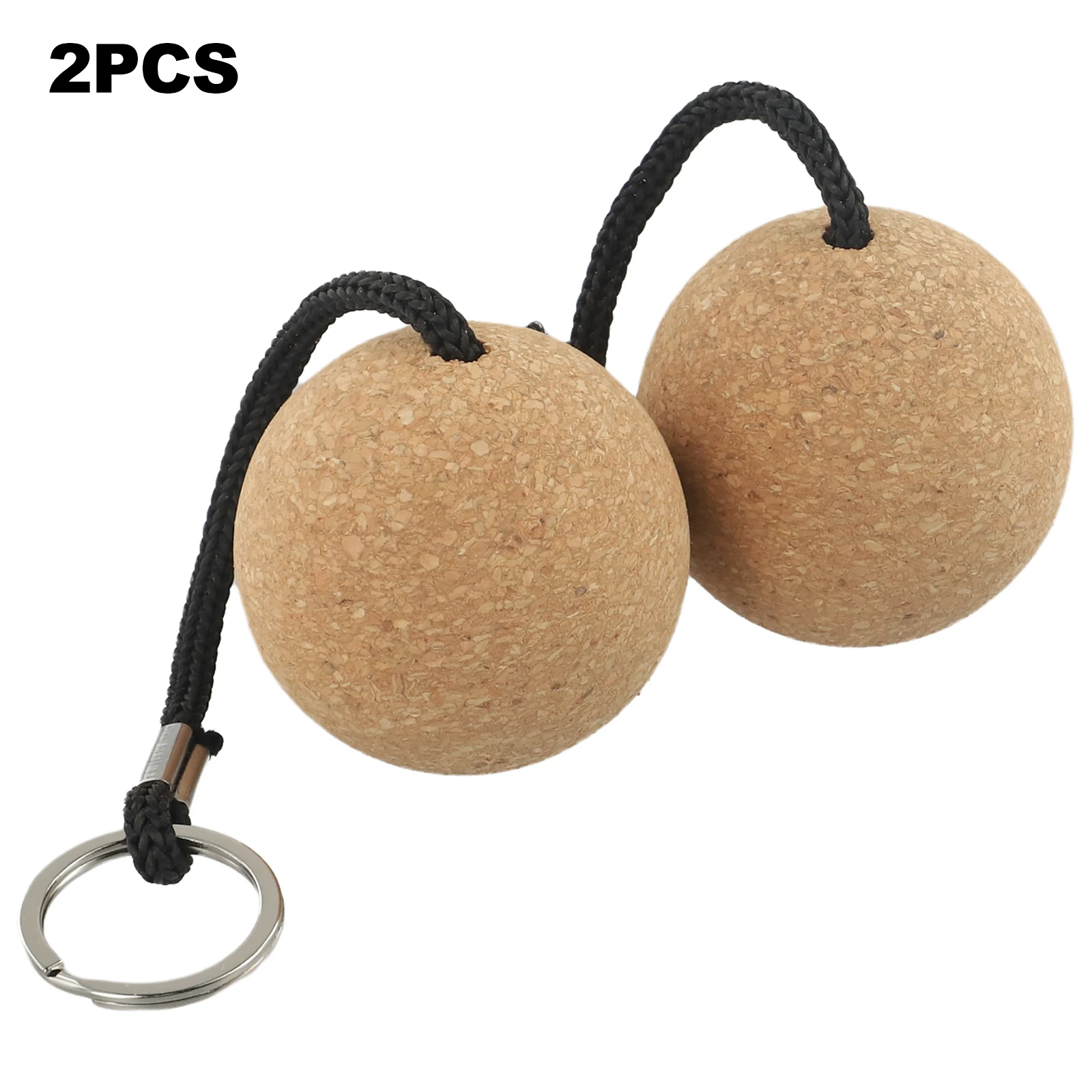 2pcs 50 Mm Floating Cork Keyring Buoyant Wooden Ball Float Keychain Floating Key Chain For Boating Fishing Kayaking Surfing