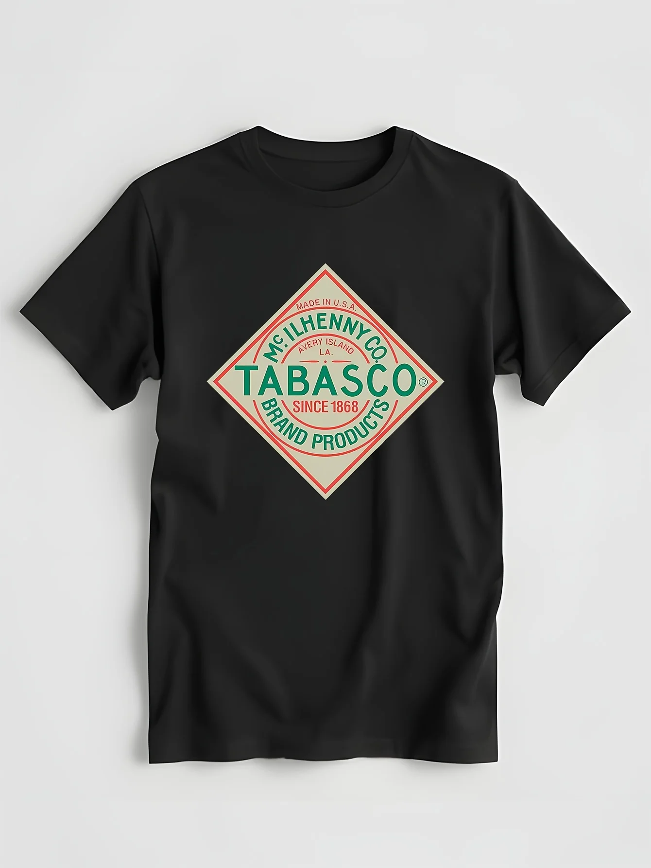 funny t shirt men novelty tshirt Tabasco Sauce Heather T-Shirt-Label Casual Cotton t shirt men bright cloth Short White