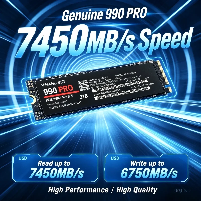 New 990 PRO NVMe M.2 2280 SSD 512GB‑4TB PCIe Gen4, 7450MB/s SSD, Compatible with PS5, Laptop Desktop Gaming Storage