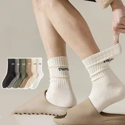 1/5pairs Men Black White Pure Color Cotton Unisex Sock Sport Business Anti-Bacterial Deodorant Women Long Socks High Quality