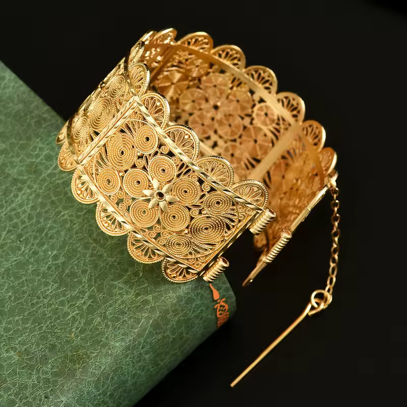 An Algerian Bride's Bracelet Jewelry With Napoleon Graphic Coin Design Finely Carved, A Wrist Accessory For Wedding Dress - Image 7
