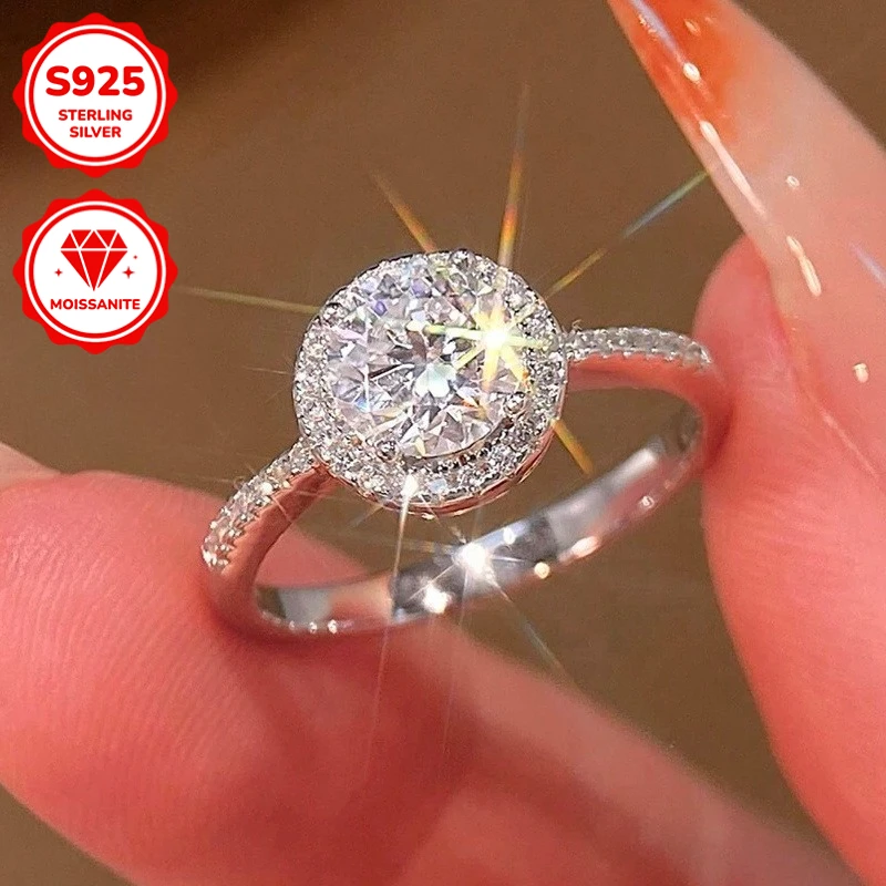 

1pc 0.5/1/2Carat S925 Round Moissanite Ring: The Cool Collision of Luxury and Simple - Fashion, An Eye - Catching Choice.