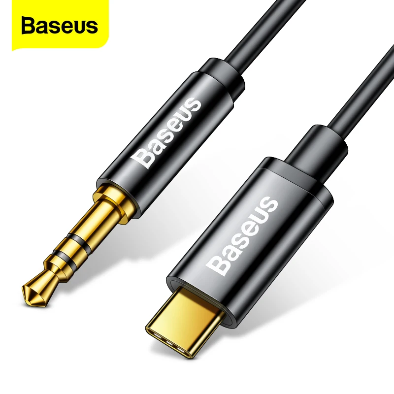 Baseus-USB 타입 C Aux 오디오 케이블, USBC 3.5mm 잭, 여성 어댑터, 헤드폰 헤드셋 스피커 코드, 샤오미, 화웨이, 삼성용