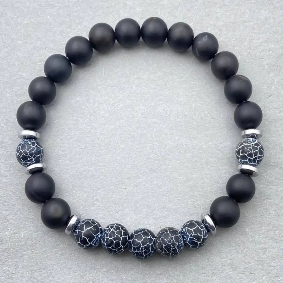 

Handmade Dragon-pattern agate beads bracelet, men's cuff button bracelet, Ramadan prayer bead bracelet,holiday gift, daily wear