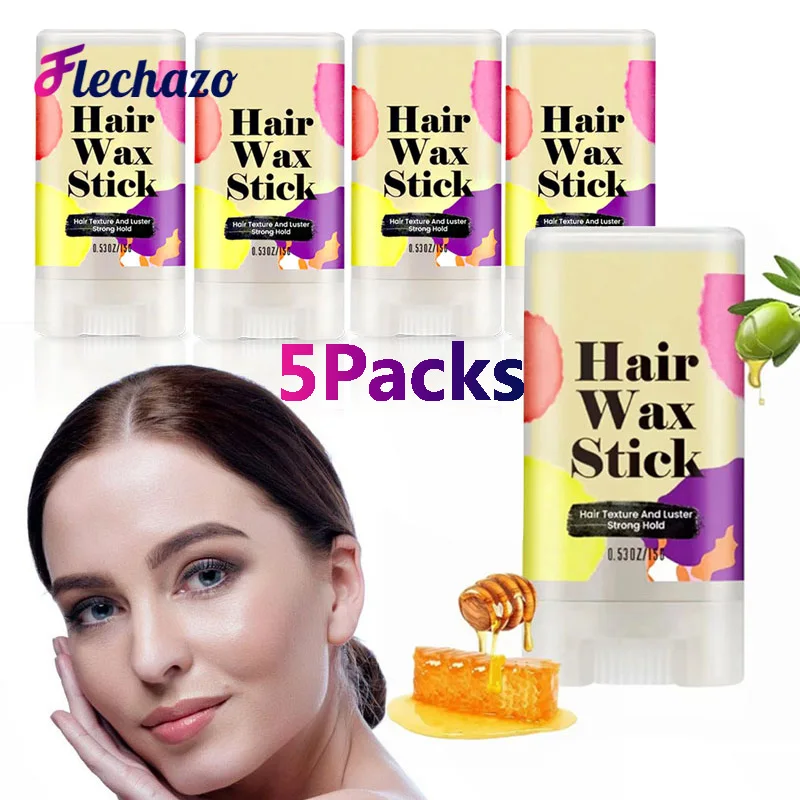 Edges Control Hair Wax Stick 5Pcs Travel Size Baby Hairs Pomade Stick Tame Flyaway Hair Holding Wax Easy To Apply Pleasant Scent