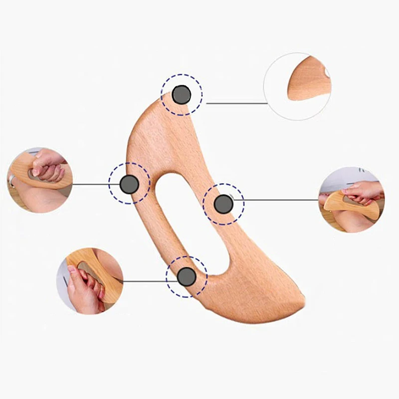 Wooden Moon Shape Face & Body Massage Tool, Beech Wood Gua Sha, Body Massaging Tools, Home Promotes Healthier Body Circulation