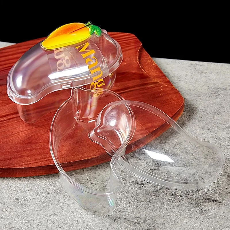 Picture 6: 〔CC11〕10Pcs Creative Mango Shape Disposable Dessert Cake Plastic Cup DIY Cake Cream Mousse Packaging Box With Clear Cover