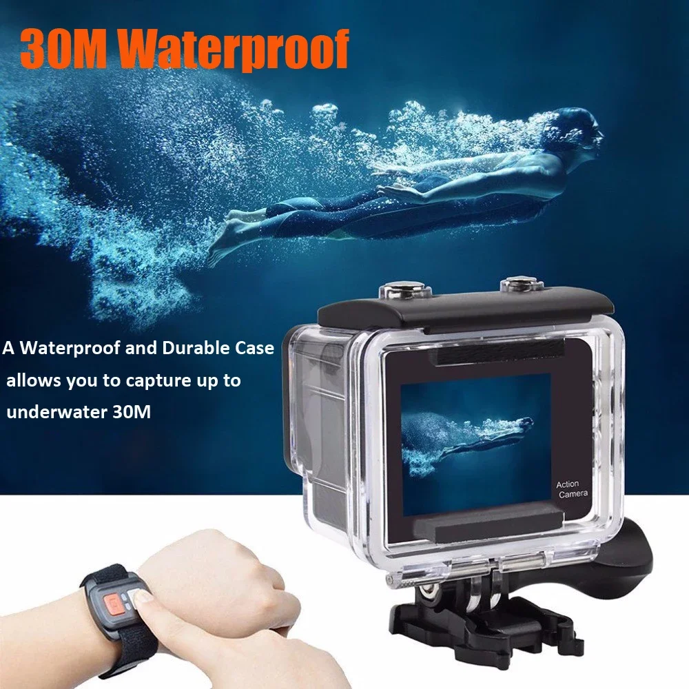 Outdoor 4K 24FPS 16MP HD Action Camera Double IPS WiFi Go Waterproof Pro Sport DV Helmet Video Waterproof Remote Camera Webcam