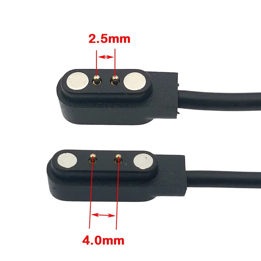 1pc USB to DC 2P Magnet Spring-Loaded Pogo Pin Connector Magnetic Charging Cable 1A Power Cord For Haylou Smart Watch LS05 LS02