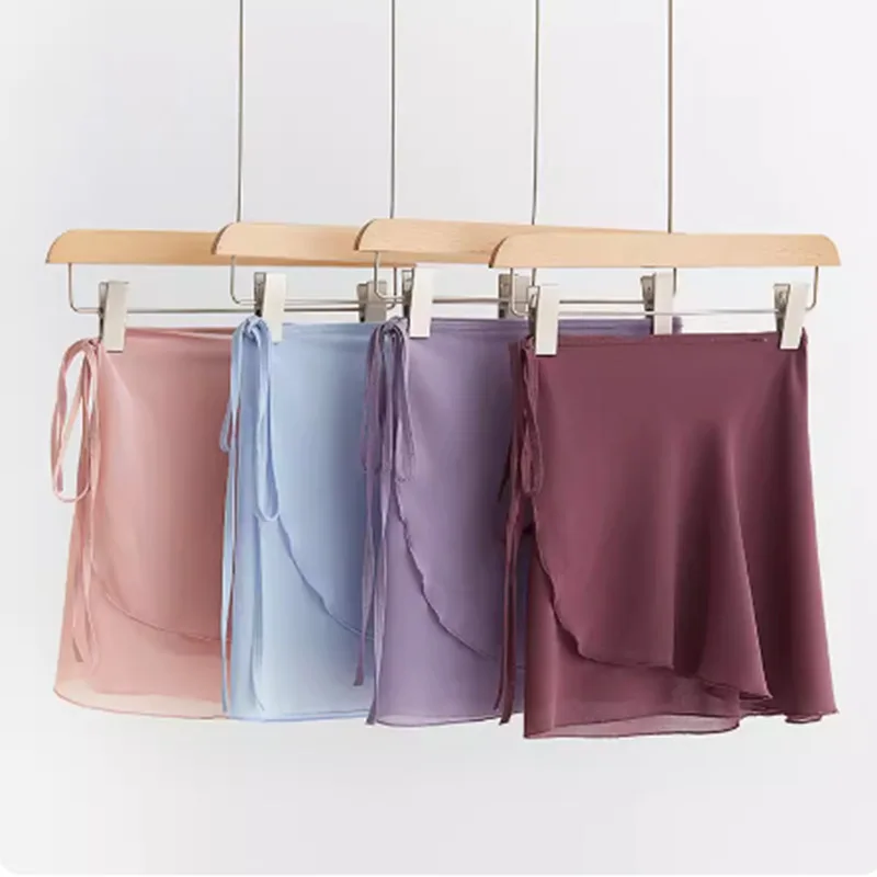 Ballet Wrap Skirt Sheer Chiffon Dance Skirt for Women Girls, Elastic Waist Half Slip for Gymnastics Dance Class Recital