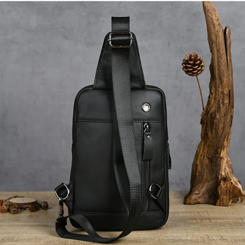 Bolso de pecho multifunción de lujo para hombre, Bolsa cruzada de hombro de cuero Real de gran capacidad para exteriores, a la moda