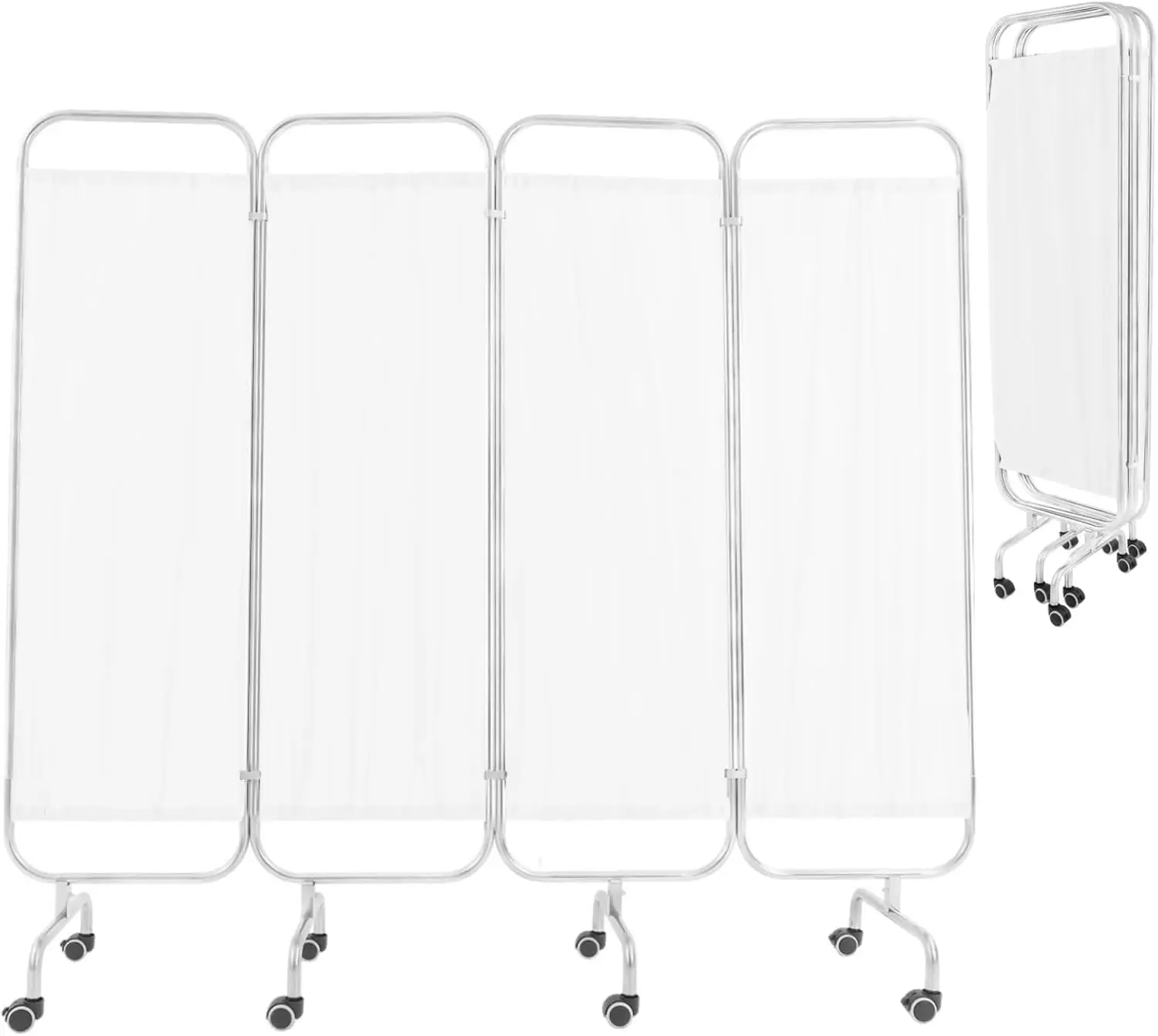 

4-Panel Medical Privacy Screen with Wheels, 78.8 x 70.9 Mobile Medical Privacy Screen Room Divider, Foldable Rolling Pan