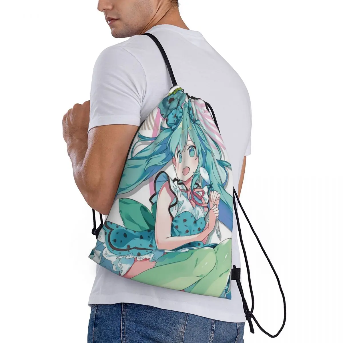 Hatsune-Fourre-tout de plage portable pour adolescents, sac à dos de voyage, sac à chaussures de sport scolaire, sac à dos de proximité Wstring, rangement GT, ata ku