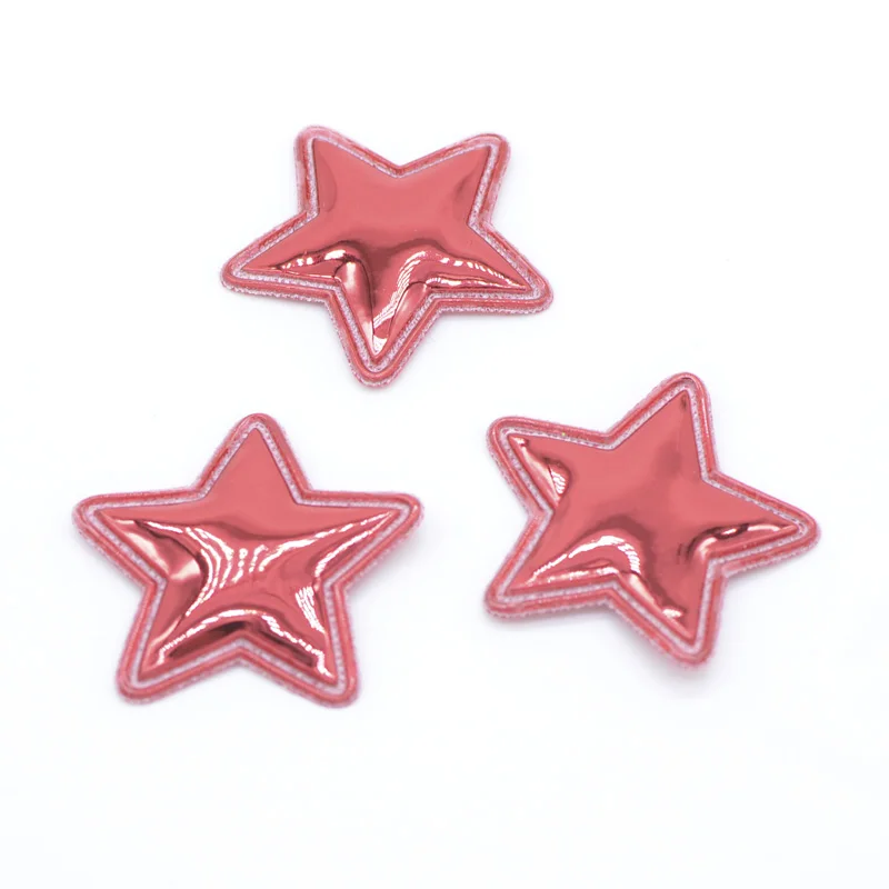 40Pcs 35mm PU Fabric Patches Padded Star Shape Felt Garment Appliques for Hair Hat Decor Giftbox Cake Topper Ornament