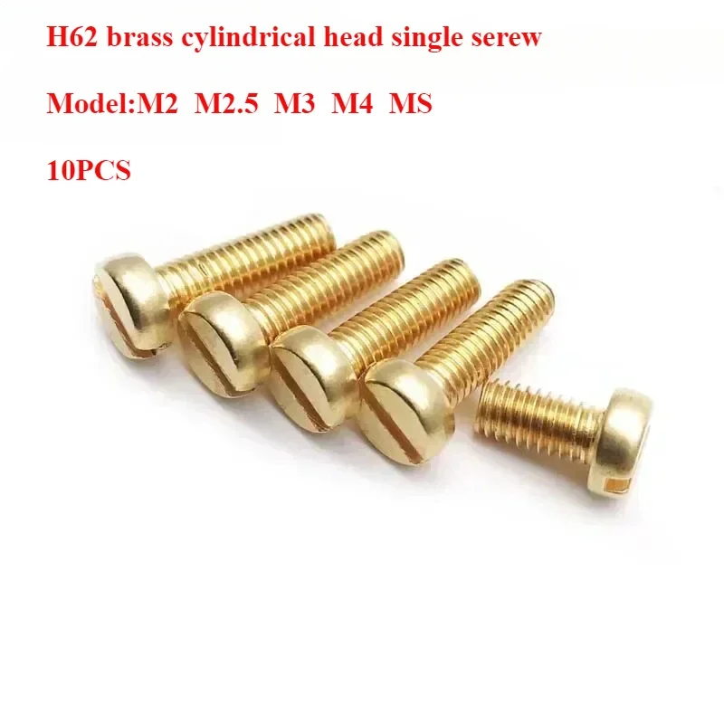 

Mechanical Brassiness DIN84 6-60mm Long M4 M3 M2.5 M5 M2 Brass Slotted Cylinder Head Single Screws Bolts One Word Cup Conductive