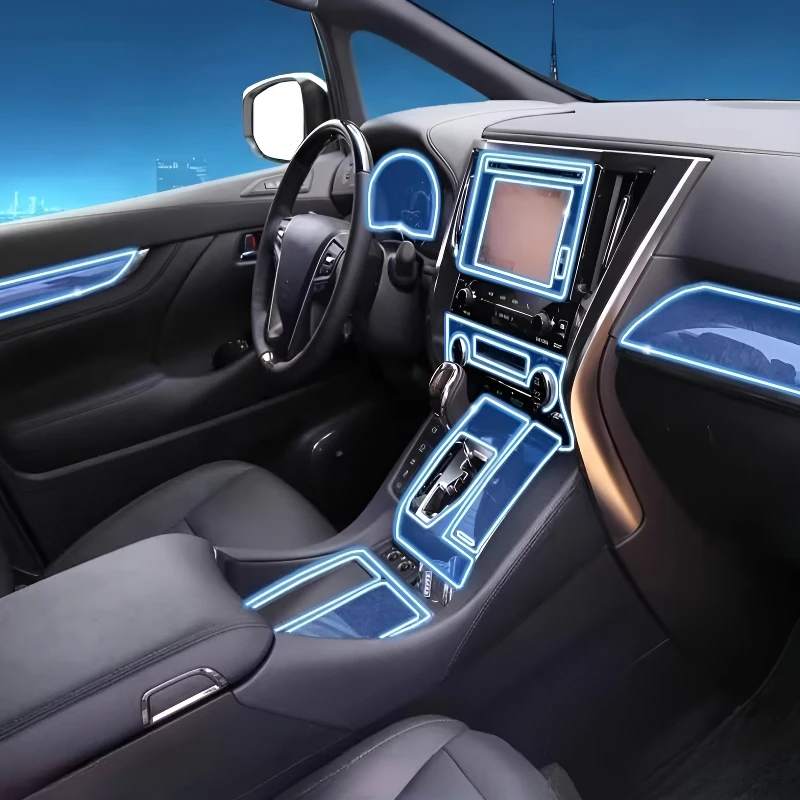 

Защитная пленка для приборной панели, мультимедийной системы и GPS-навигации для Toyota Alphard 14-19, прозрачная, устойчивая к царапинам, для модификации интерьера.