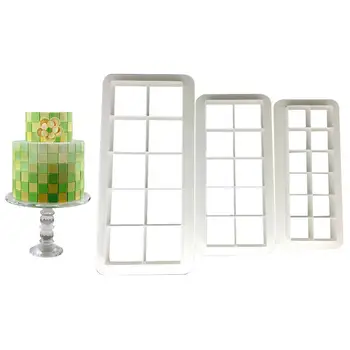 정사각형 기하학 커터, 퐁당 쿠키 커터, 기하학 케이크 몰드, 퐁당 몰드, 케이크 장식 도구, 주방 베이킹, 3 개