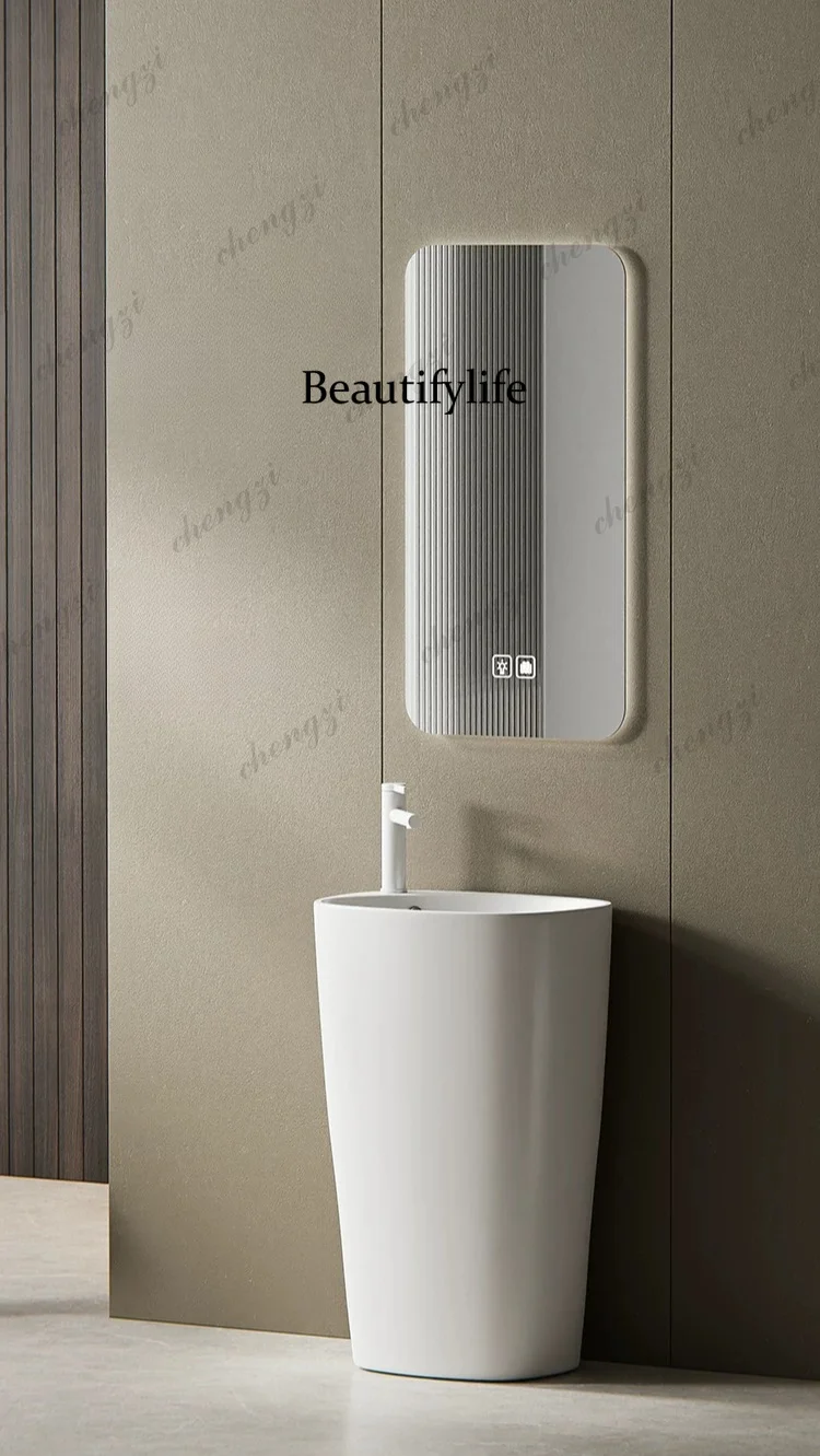 Outdoor creative column basin Small apartment column type wash basin Bathroom floor type, integrated wash basin
