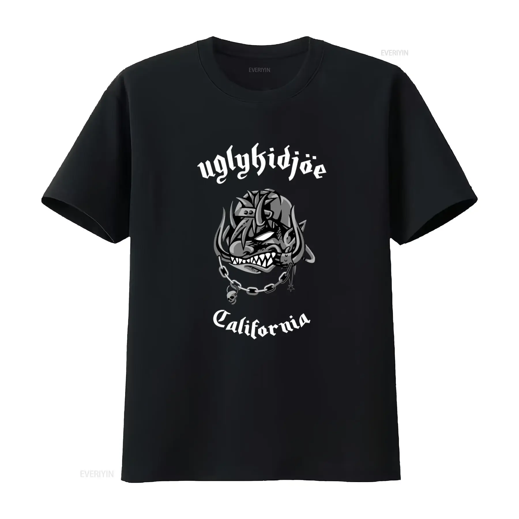 Camiseta negra con estampado de California de UGLY KID JOE para hombre, diseño inspirado en bandas de rock, ropa de diseñador vintage lavada