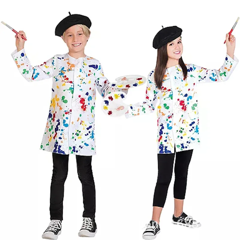 Chemise de Peintre pour ixd'Halloween pour Enfants, Costume de Cosplay, Vêtements en Y de Performance, ixde Vacances, Mode Amusante, Costume de Scène